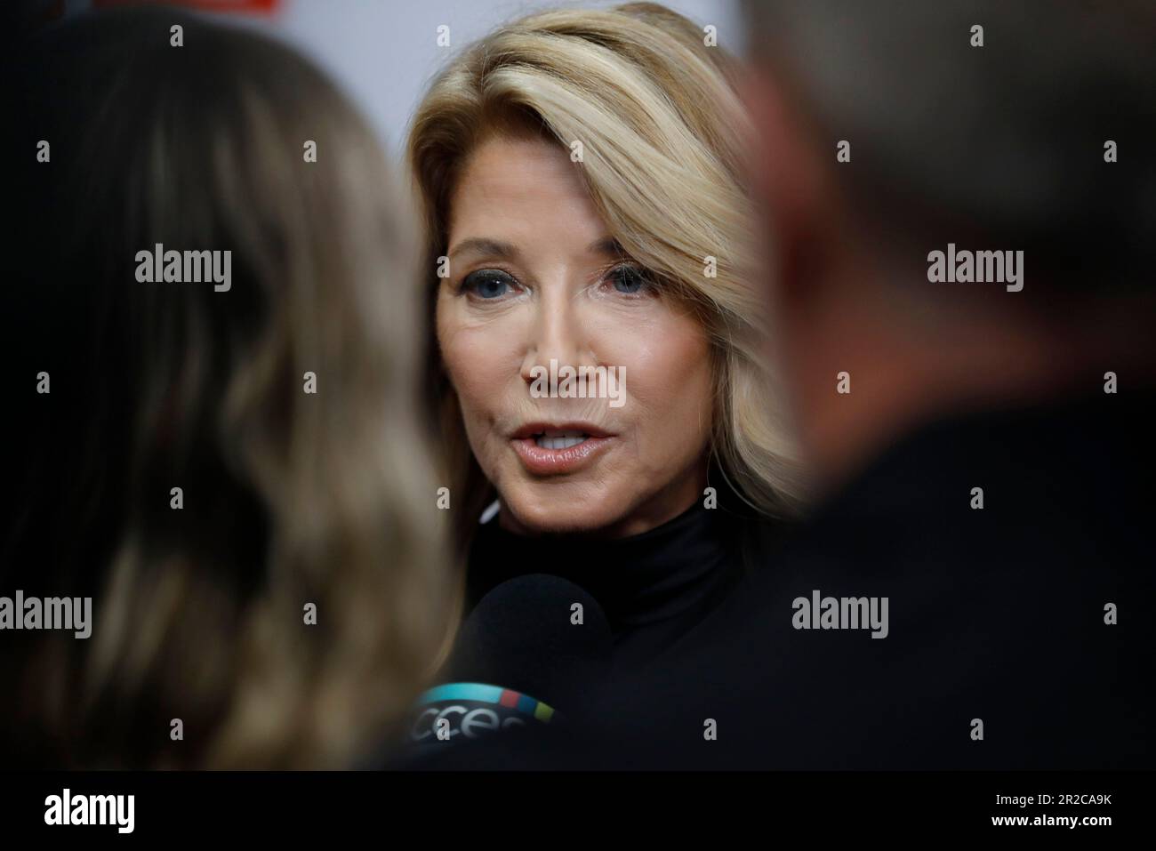 New York, Usa. 18. Mai 2023. Candace Bushnell spricht zu den Medien at9 The 2023 PEN America Literary Gala im American Museum of Natural History am Donnerstag, den 18. Mai 2023 in New York City. Foto: Peter Foley/UPI Credit: UPI/Alamy Live News Stockfoto