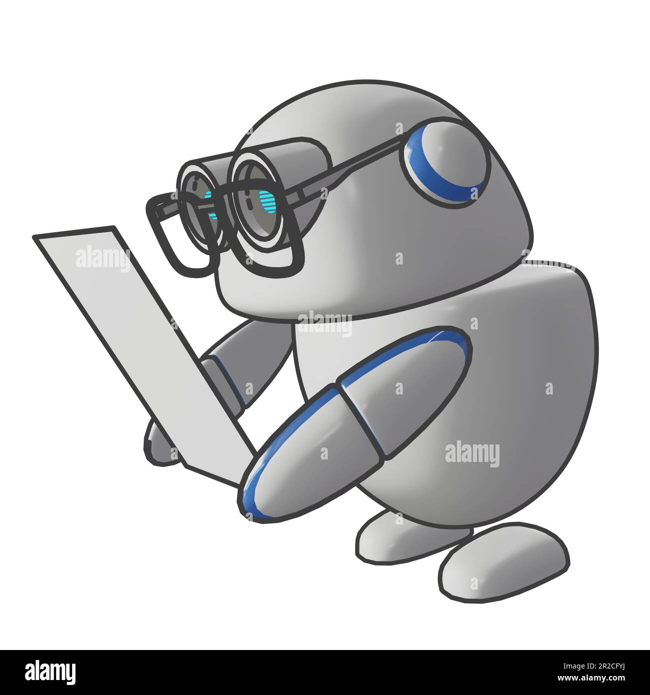 Niedlicher, konversativer AI-Copilot, 3D-Rendering Stockfoto
