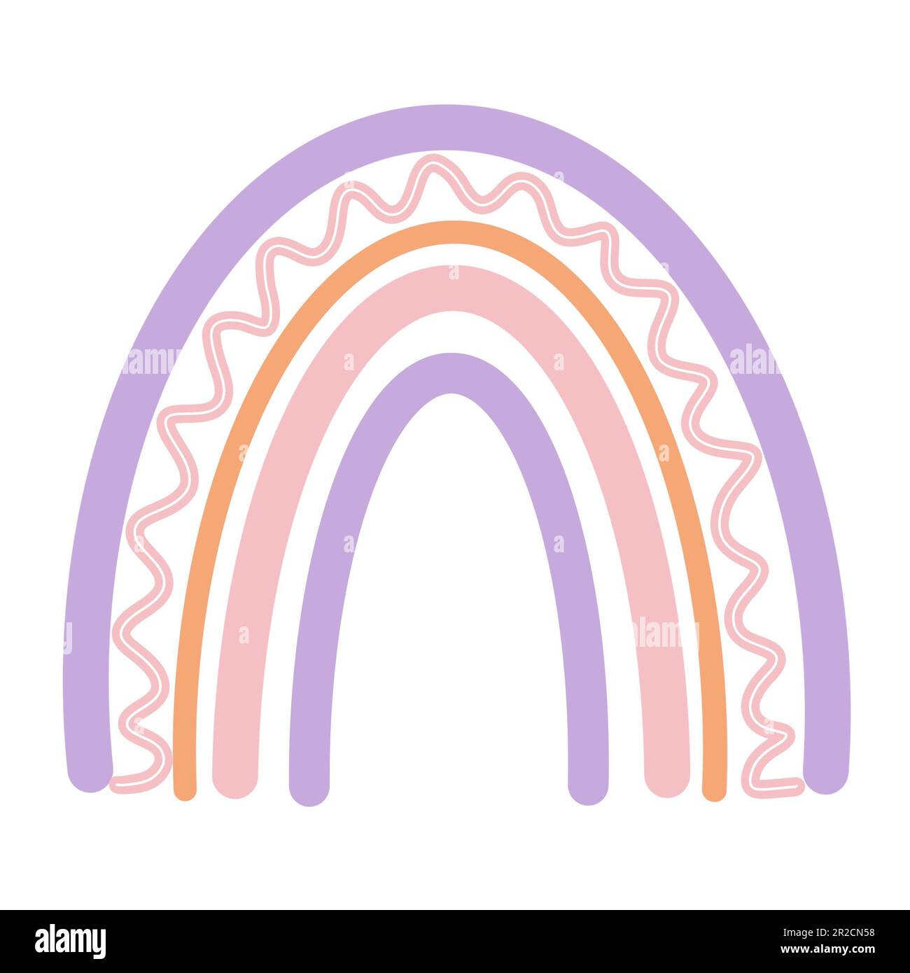 Farbenfroher Regenbogen. Regenbogendarstellung an Ostern isoliert auf weißem Hintergrund. Osterelement-Clipart, Geburtstag, Begrüßung, Einladung. Stockfoto