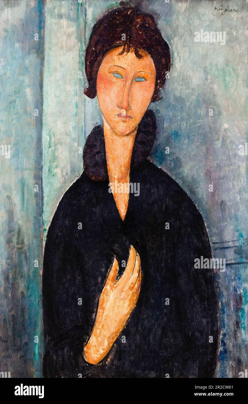 Amedeo Modigliani, Femme aux yeux bleus (Blauäugige Frau), Porträtgemälde 1918 Stockfoto