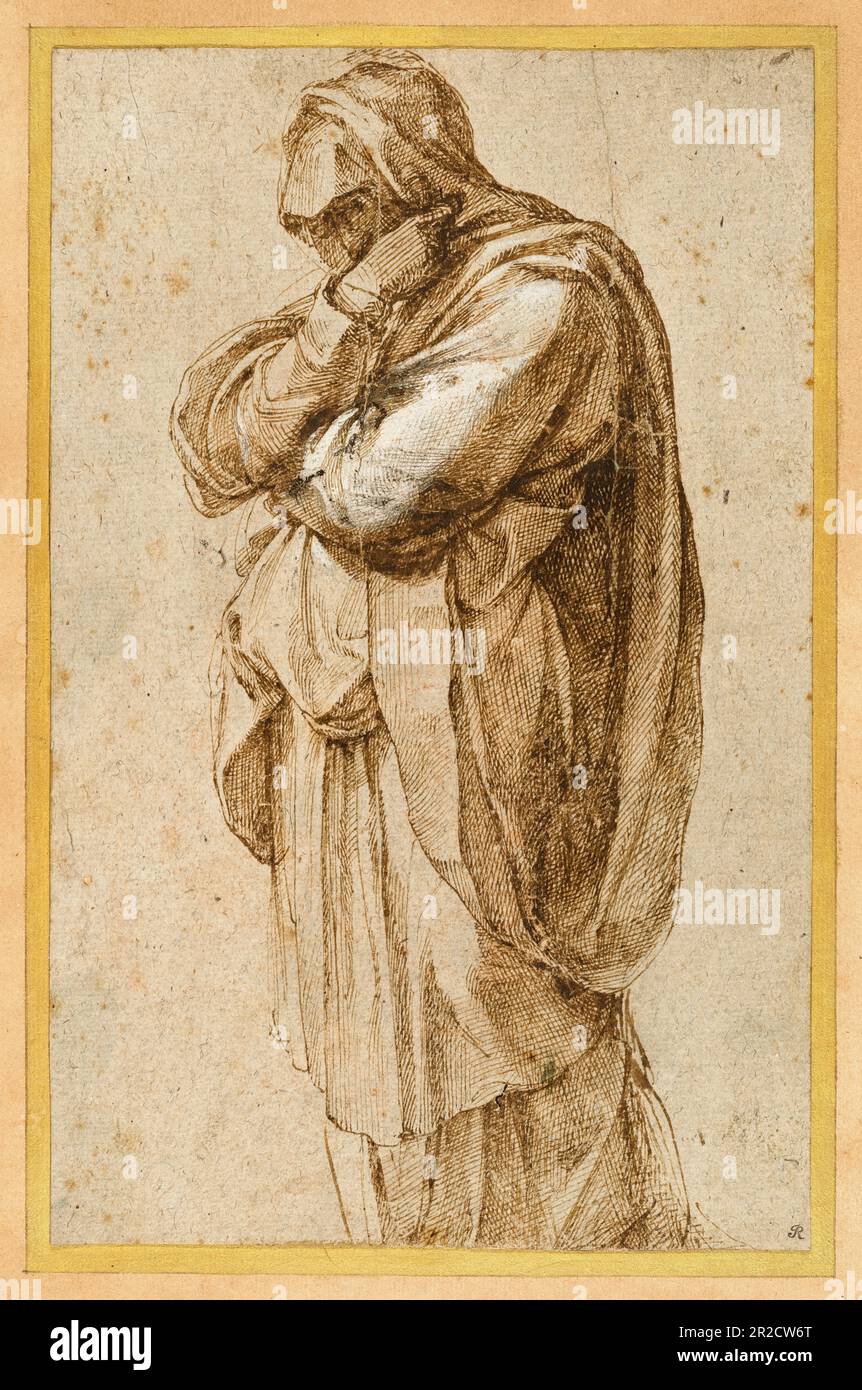 Michelangelo Buonarroti, Studie einer trauernden Frau, Zeichnung 1500-1505 Stockfoto