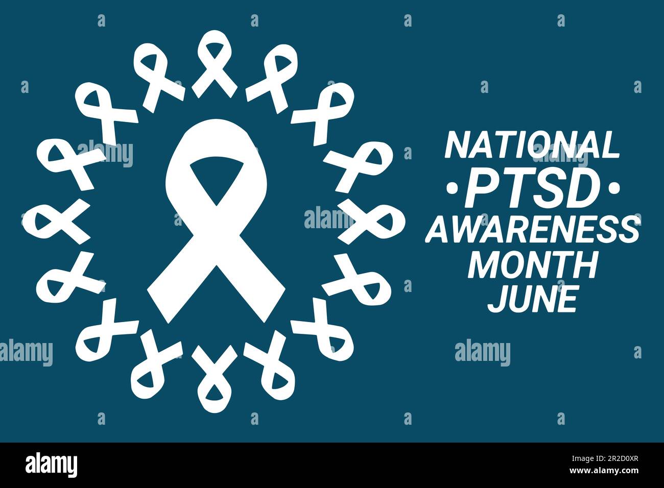 Vektordarstellung des National PTSD Awareness Month. Juni. Urlaubskonzept. Vorlage für Hintergrund, Banner, Karte, Poster mit Texteindruck. Stock Vektor