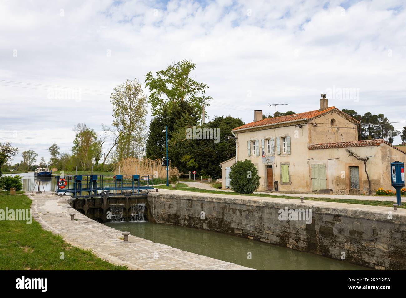 Schleusentor am Canal du Midi, Frankreich Stockfoto
