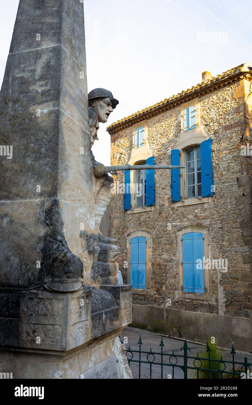 Gedenkstätte für den Ersten Weltkrieg in Homps, Frankreich Stockfoto