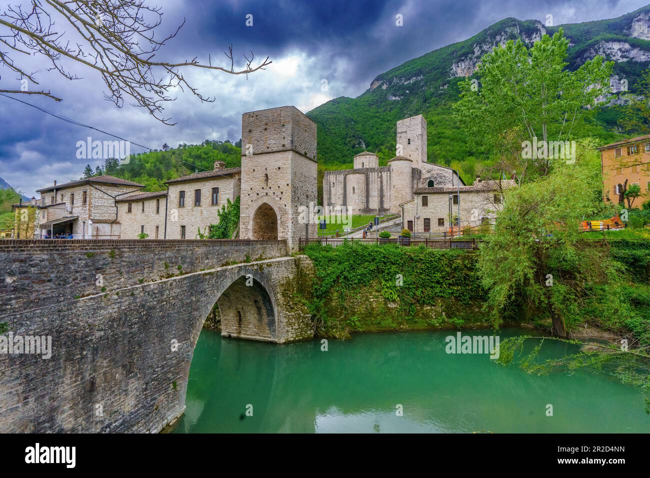 Abtei San Vittore alle Chiuse (Italien) Stockfoto
