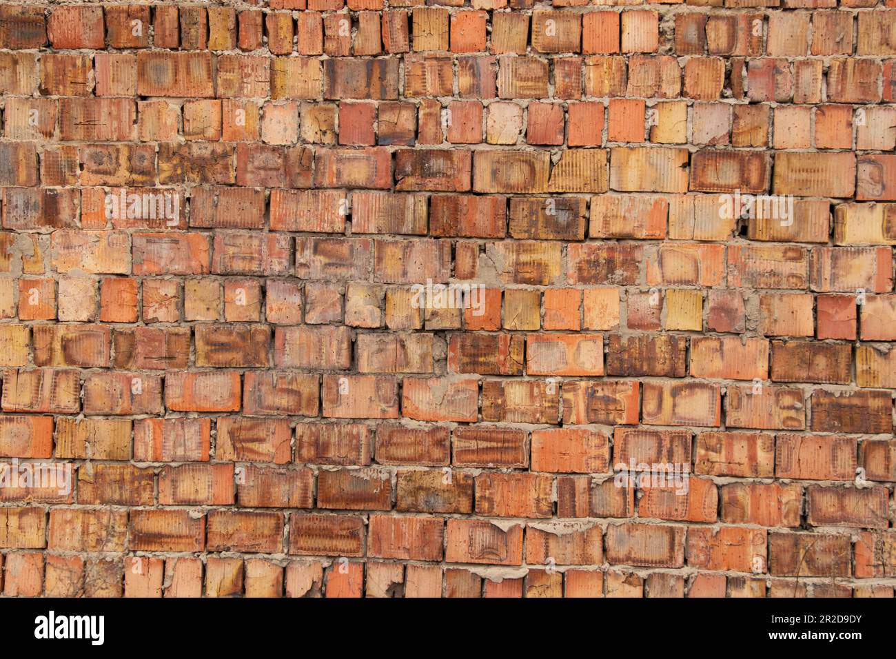 Hintergrund einer alten Backsteinwand-Nahaufnahme Stockfoto