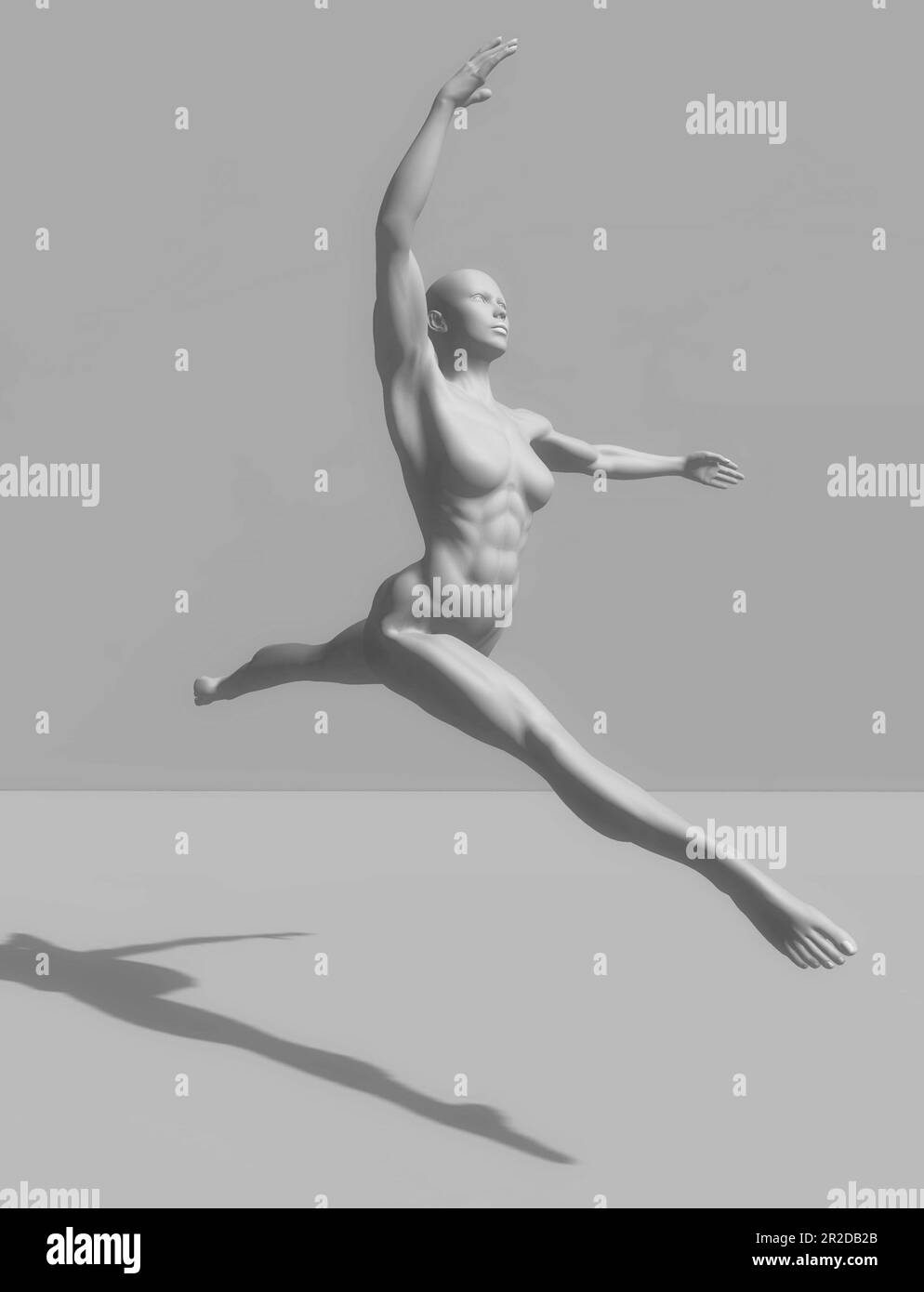 3D Darstellung einer modernen Kunst der weiblichen Figur in Ballettstellung Stockfoto