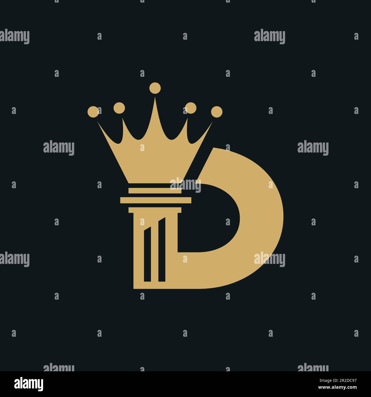 Goldenes King-Logo mit Buchstabe D. Stock Vektor