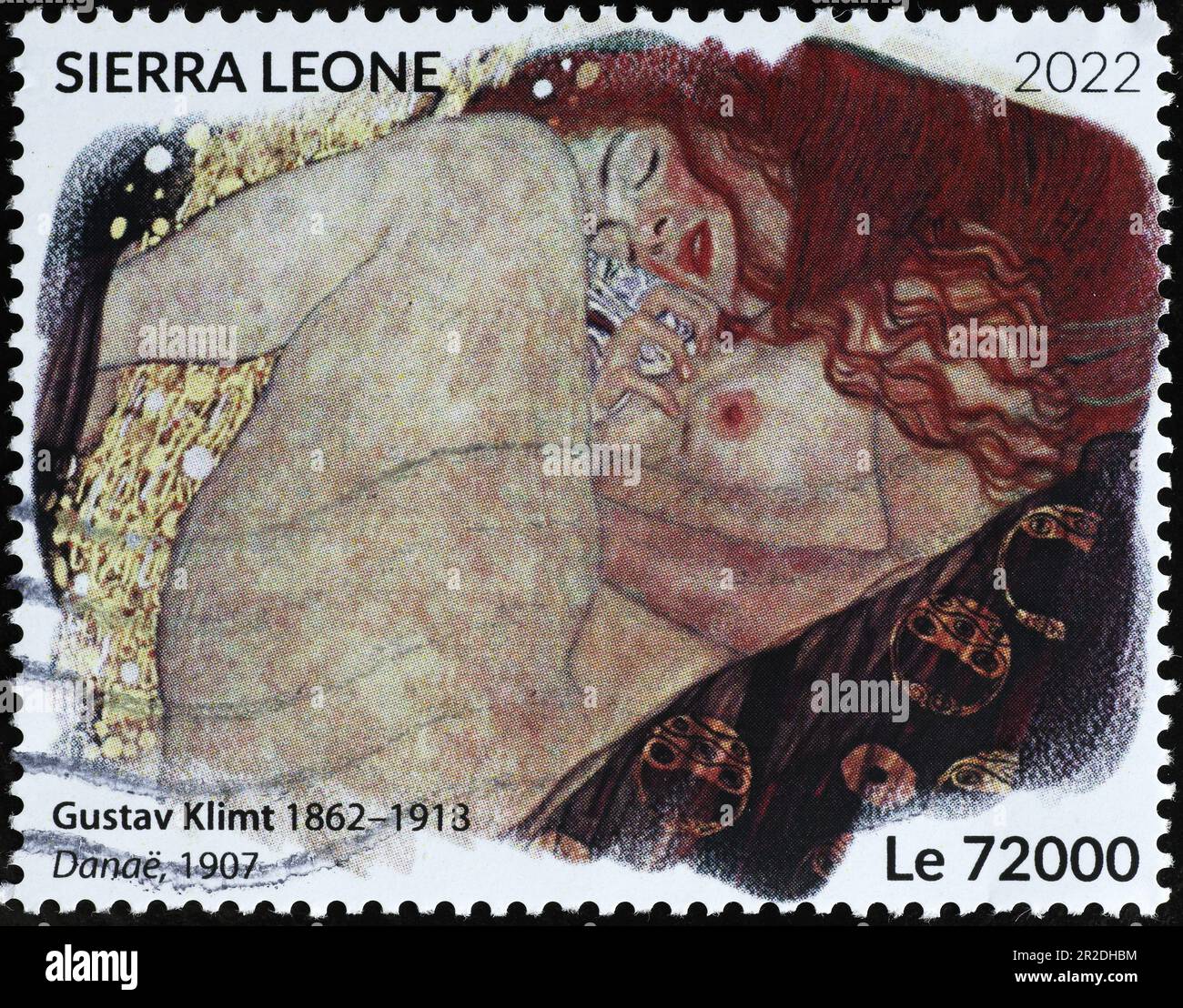Danae von Gustav Klimt auf der Briefmarke Stockfoto