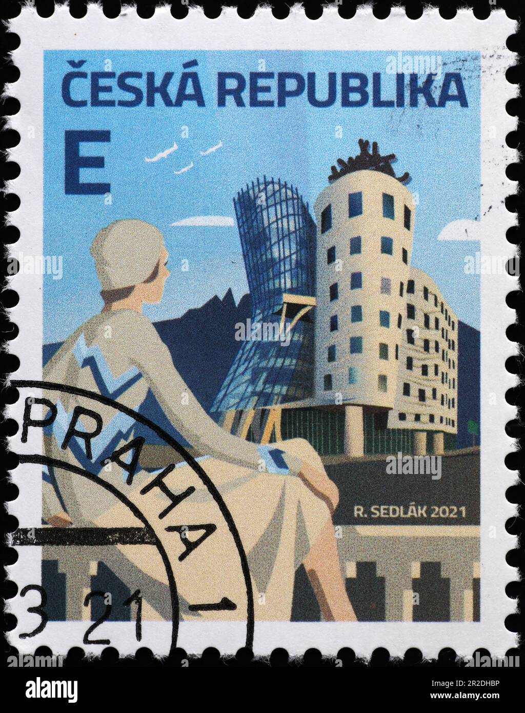 Tanzhaus des Architekten Frank Gehri auf Briefmarke Stockfoto