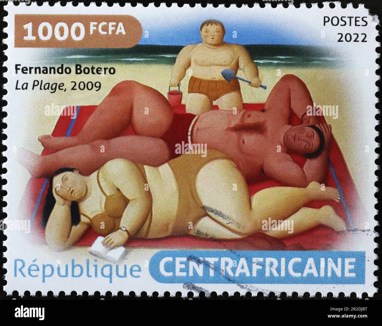 Er war bei Fernando Botero auf Briefmarken Stockfoto