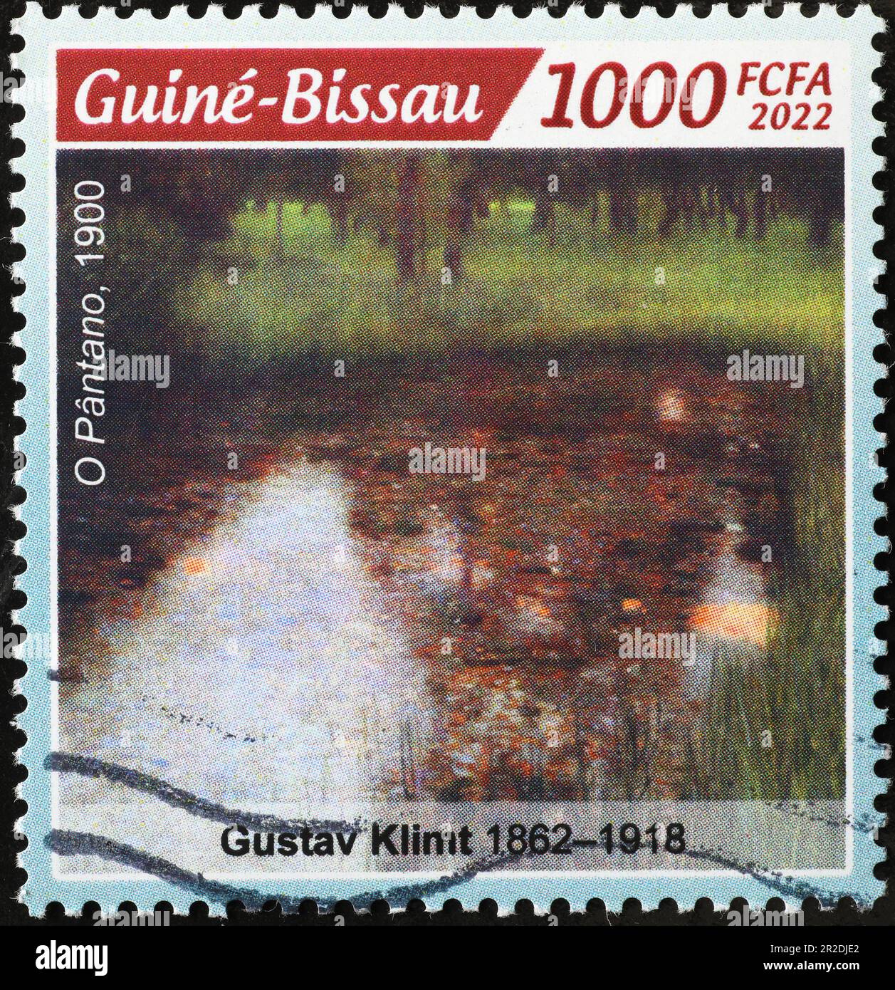 Der Sumpf von Gustav Klimt auf Briefmarken Stockfoto