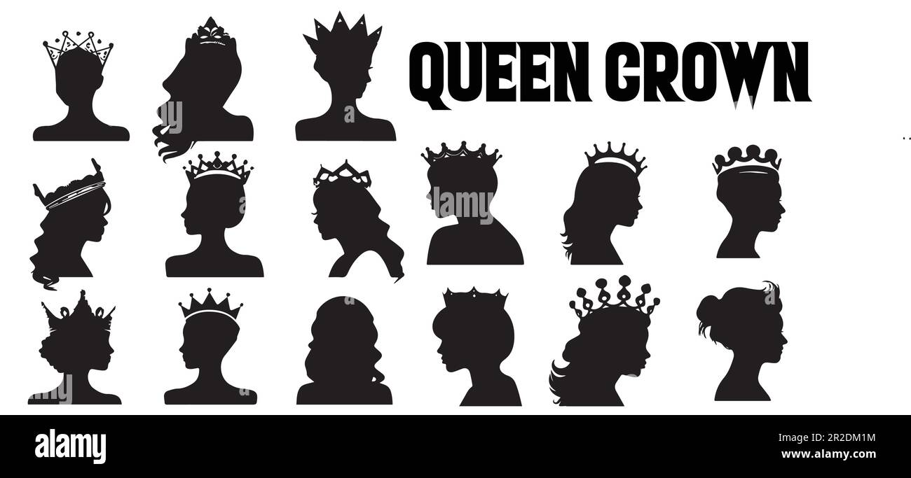 Ein schwarz-weißes Poster mit dem Vektordesign der Queen-Silhouette. Stock Vektor