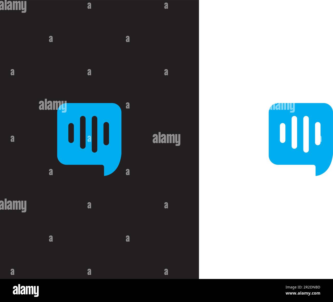 Ein blaues Logo auf schwarzem und weißem Hintergrund für ein Chat-Unternehmen Stock Vektor