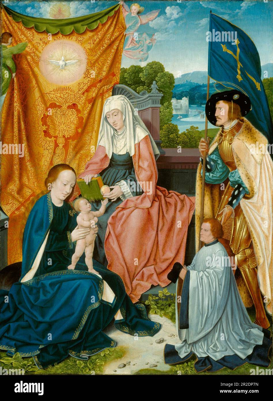 Jungfrau und Kind mit Saint Anne, Saint Gereon und einem Spender Datum: c. 1520 Künstler: Bartholomäus Bruyn der Ältere Deutsche, c. 1493-1555 Stockfoto