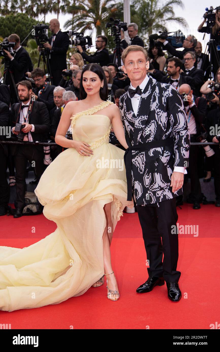 Ruby O. Fee, left, and Matthias Schweighofer pose for photographers ...