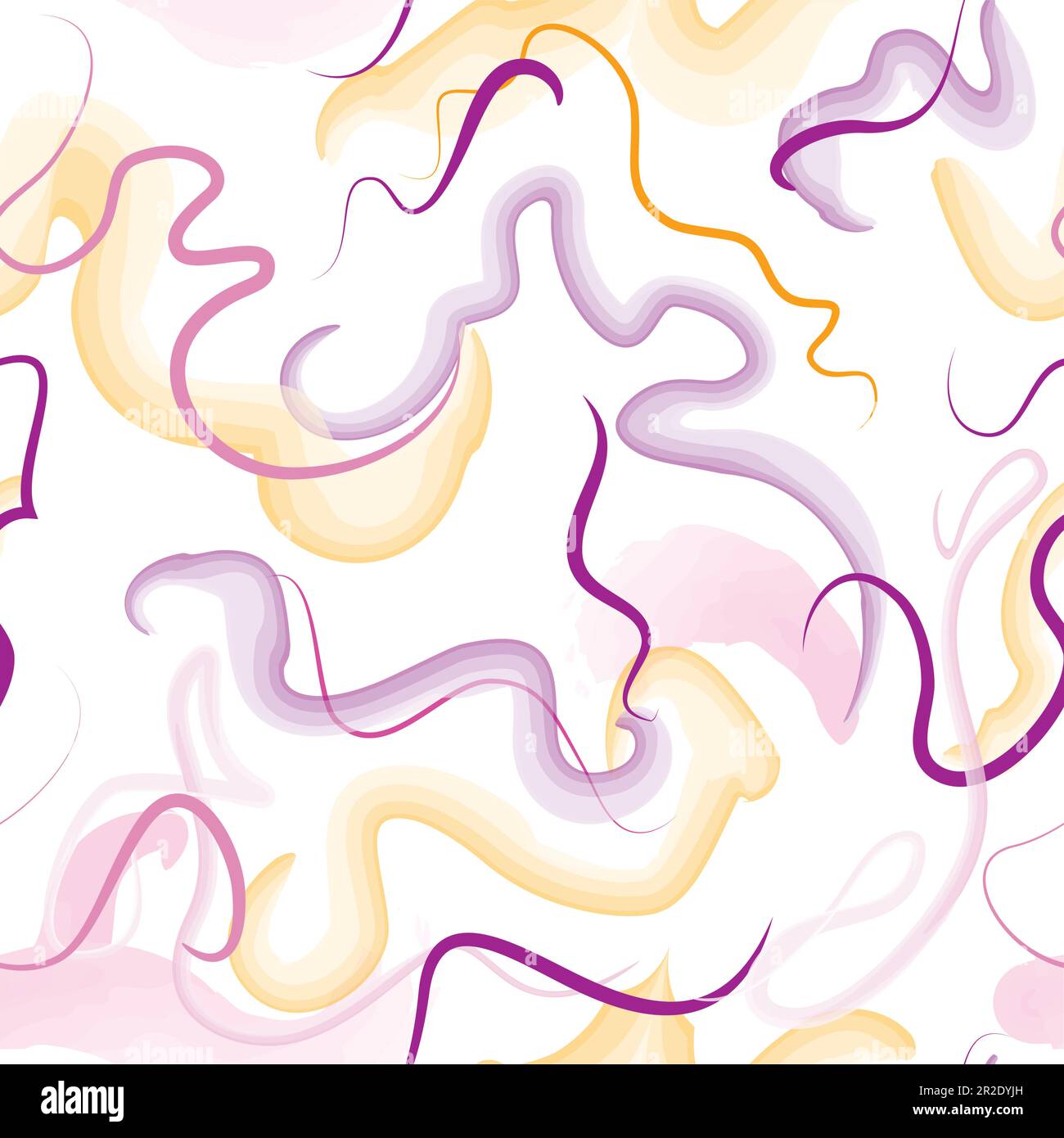 Abstrakte Wellenlinien. Wunderschöne, nahtlose Struktur in Aquarellfarben. Endloses Muster im hellen Frühlingsstil. Abstraktion fließender Wellen. Moderner Hintergrund für Stock Vektor