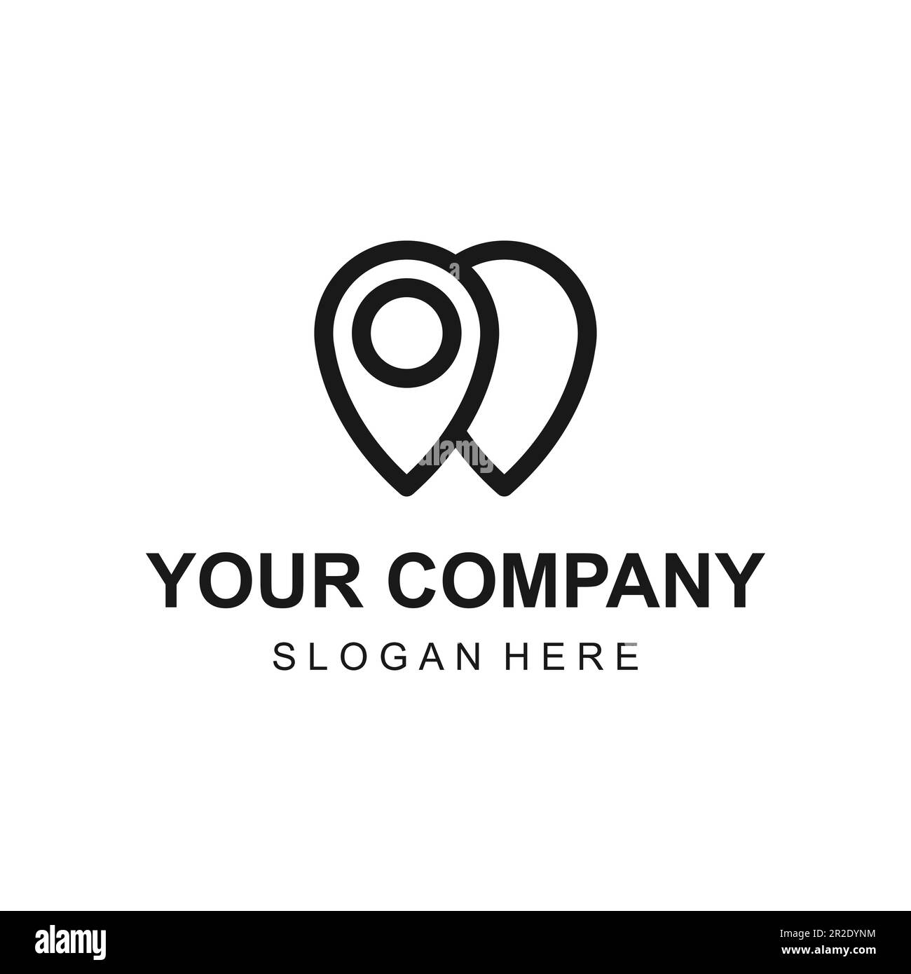 Kreativer, einfacher, linearer Positionsmarker Logo-Designvektor Stock Vektor