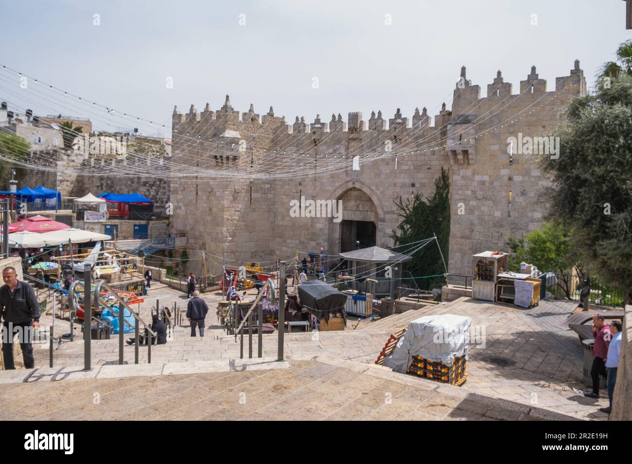 Jerusalem, Israel - 10. April 2023. Damaskus-Tor in der Altstadt Stockfoto
