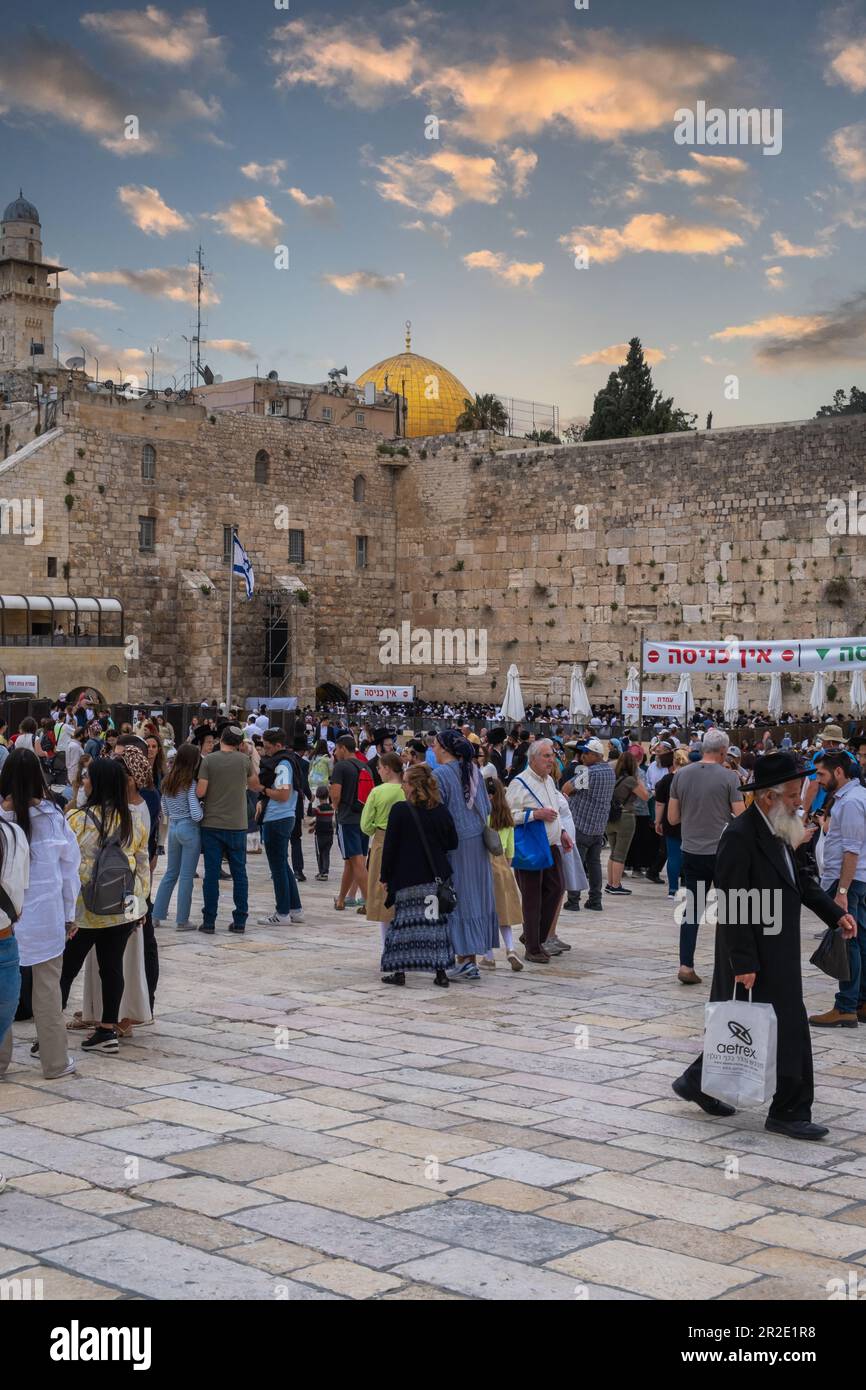 Jerusalem, Israel - 10. April 2023. Die Westmauer, der heiligste Ort im judentum Stockfoto