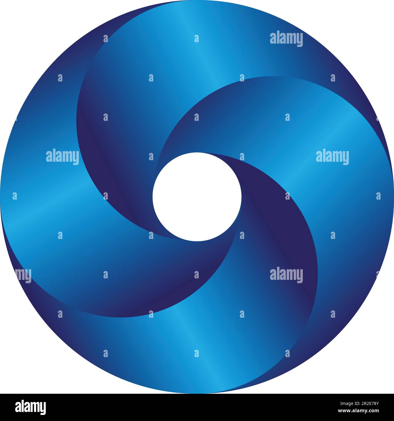 Kreatives Logo-Design. Blauer Verlauf unendliche kreisförmige Form. Optischer Täuschungsbuchstabe O oder ein Ring. Abstrakte geometrische Endlosschleife. Vektordarstellung Stock Vektor