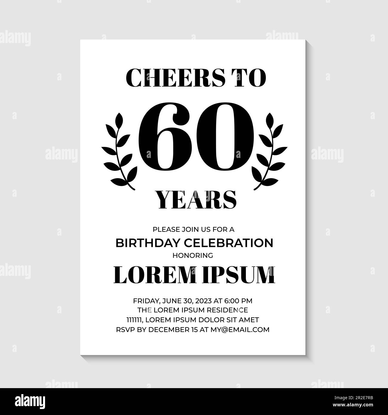 Einladungskarte zum 60. Geburtstag oder Jahrestag. Geburtstagsparty