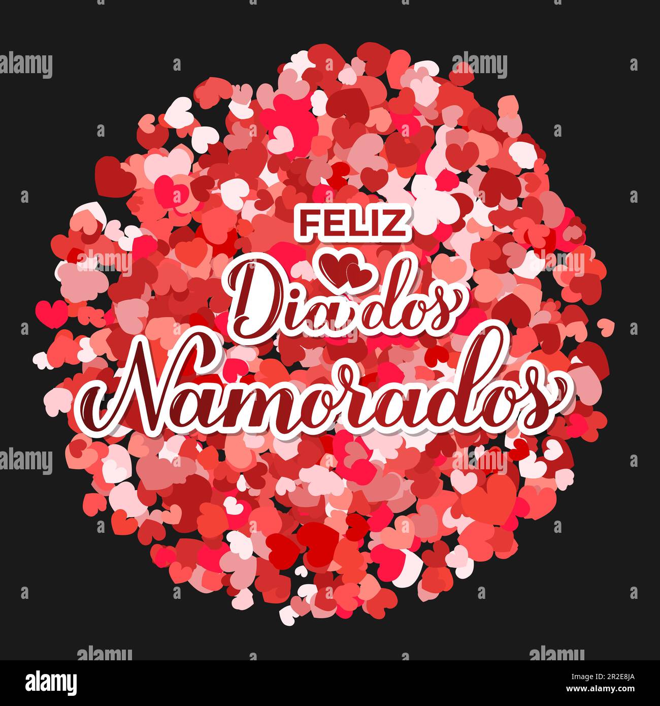 Feliz Dia Dos Namorados Banner. Alles gute zum Valentinstag auf Portugiesisch. Brasilianischer Urlaub am 12. Juni. Vektorvorlage für Grußkarte, Poster usw. Stock Vektor