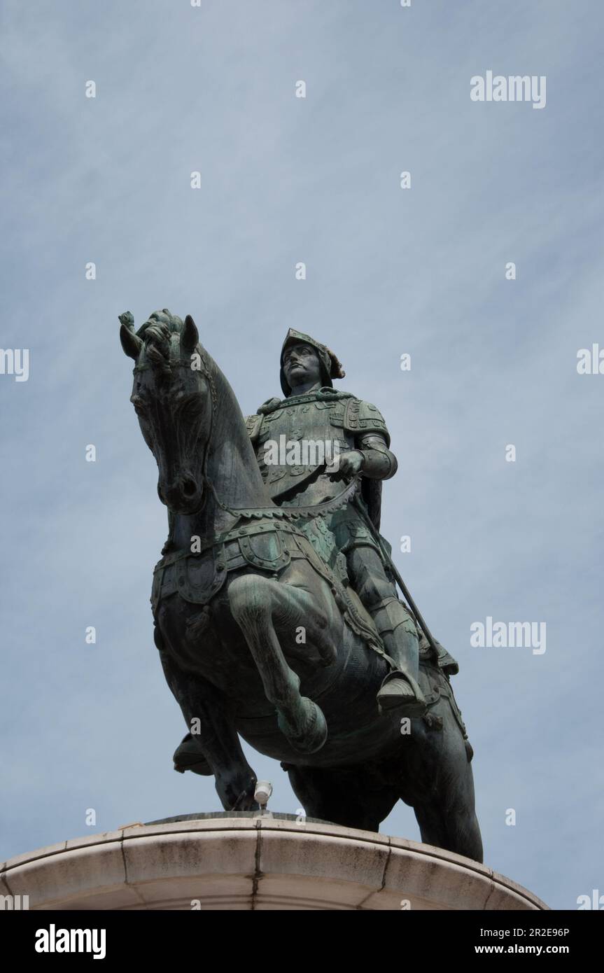 Reiterstatue von Dom Joao I, Lissabon, Portugal Stockfoto