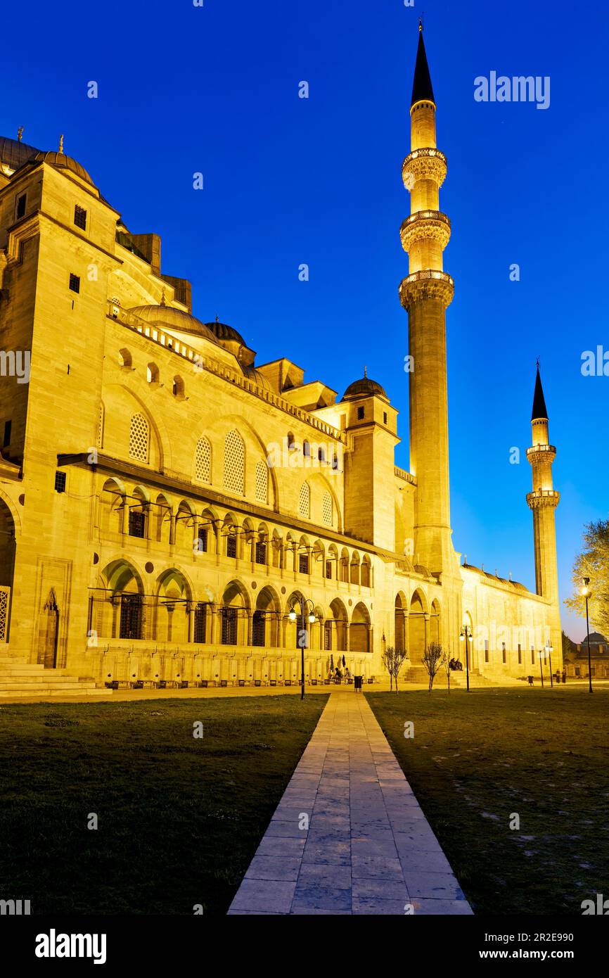 Istanbul Türkei. Süleymaniye Moschee bei Sonnenuntergang Stockfoto