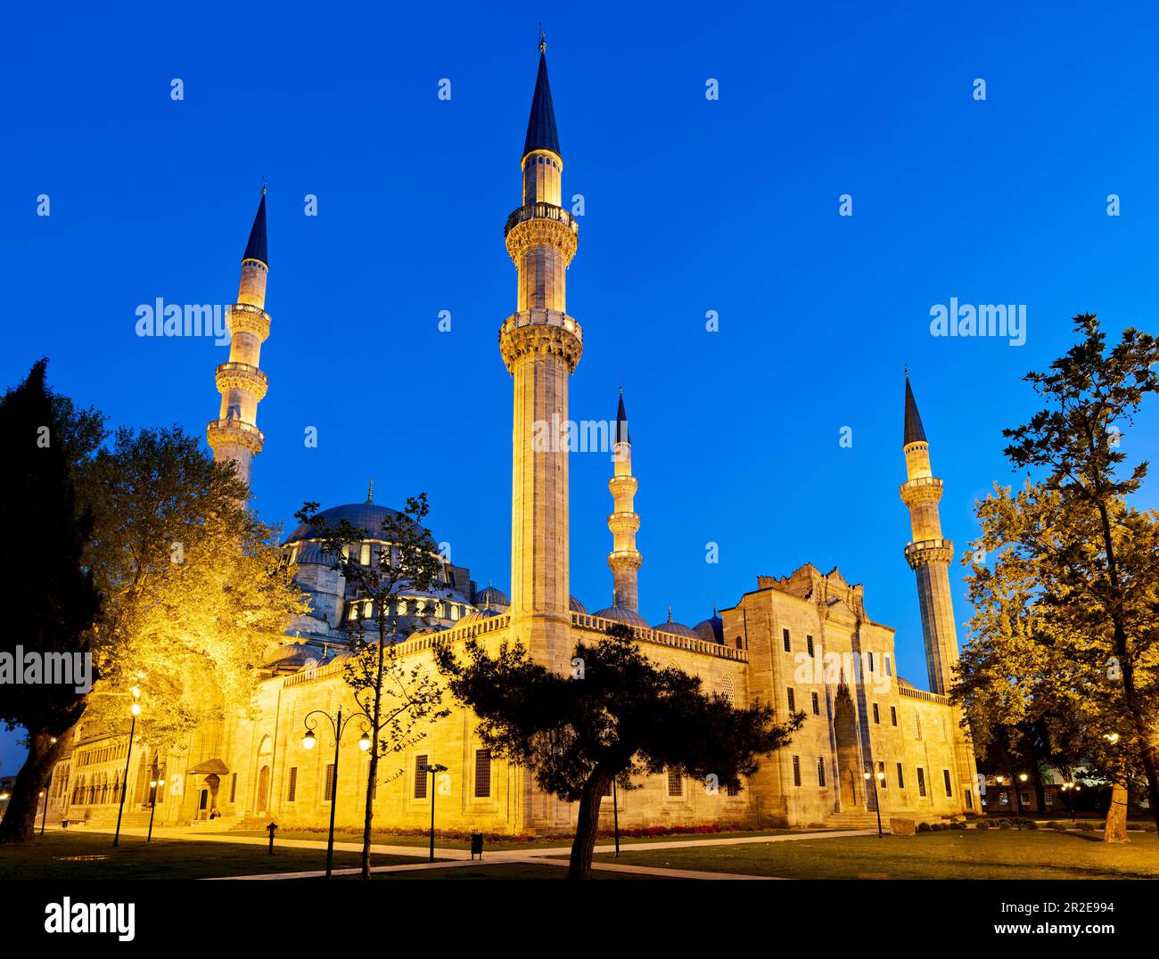 Istanbul Türkei. Süleymaniye Moschee bei Sonnenuntergang Stockfoto