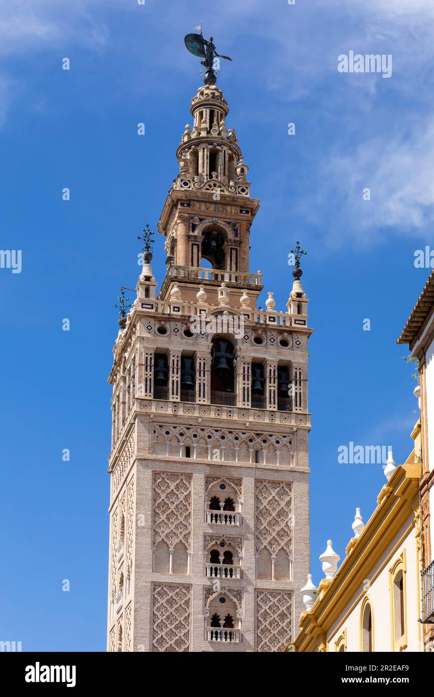 Spanien, Sevilla, die Kathedrale von Sevilla, die Kathedrale der Heiligen Maria des Meeres, die im 16. Jahrhundert fertiggestellt wurde und eine der größten Kirchen der Welt ist. Anzeigen Stockfoto