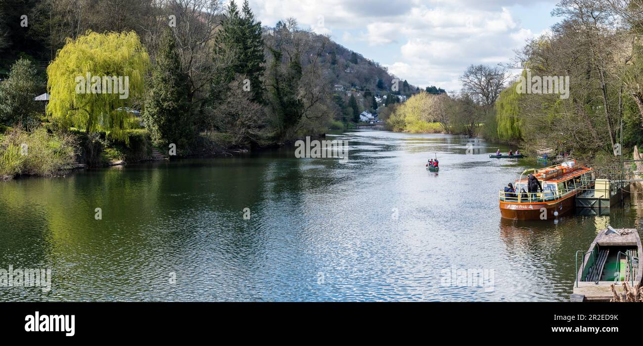 Symonds Yat River Wye, eine Seite England, die andere Wales Stockfoto
