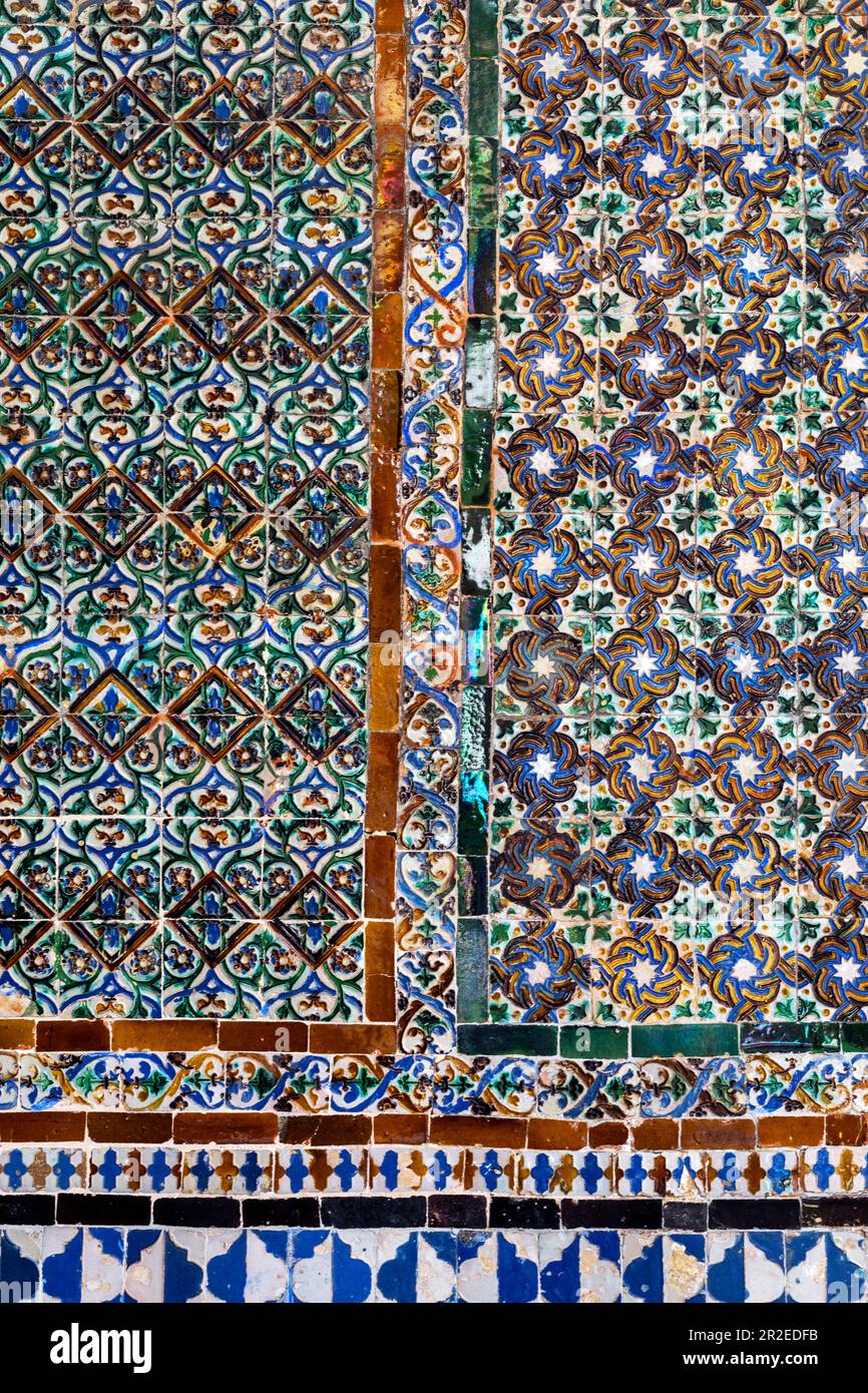 Spanien, Andalusien, Sevilla, La Casa de Pilatos (Pilatenhaus), Asulejo-Fliesen, Palast in Sevilla, der als ständiger Wohnsitz der Du dient Stockfoto