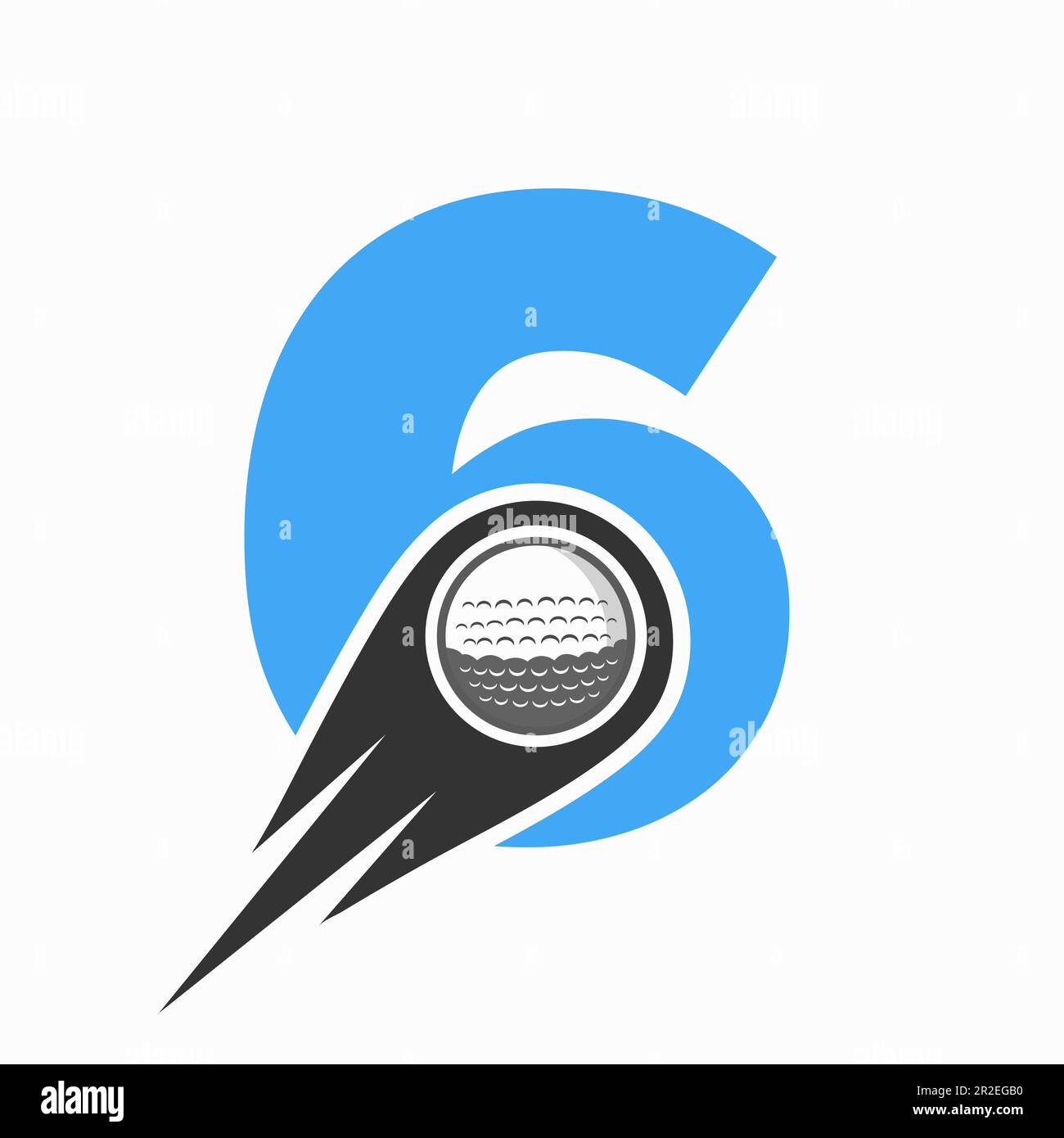 Letter 6 Golf Logo Konzept Mit Beweglichen Golf Ball Symbol. Vektorvorlage Für Symbole Des Logos Von Hockey Sports Stock Vektor