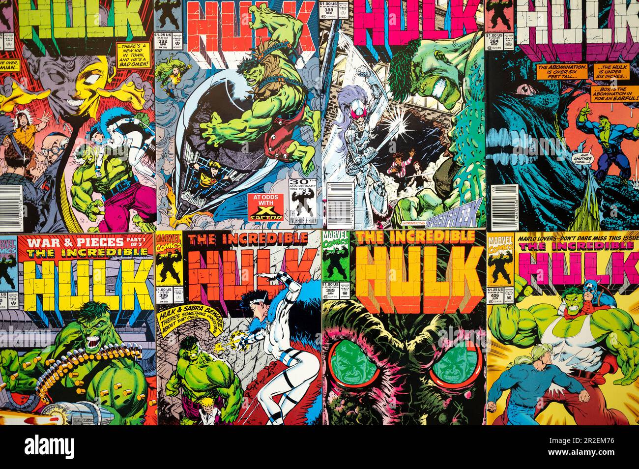 Calgary, Alberta - 17. Mai 2023: Titelseiten der Marvel Incredible Hulk Comics. Stockfoto