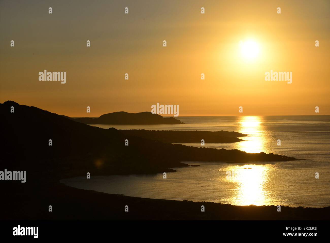 Sonnenuntergang am Leuchtturm von L'Ile -Rousse, Nordkorsika, Frankreich Stockfoto