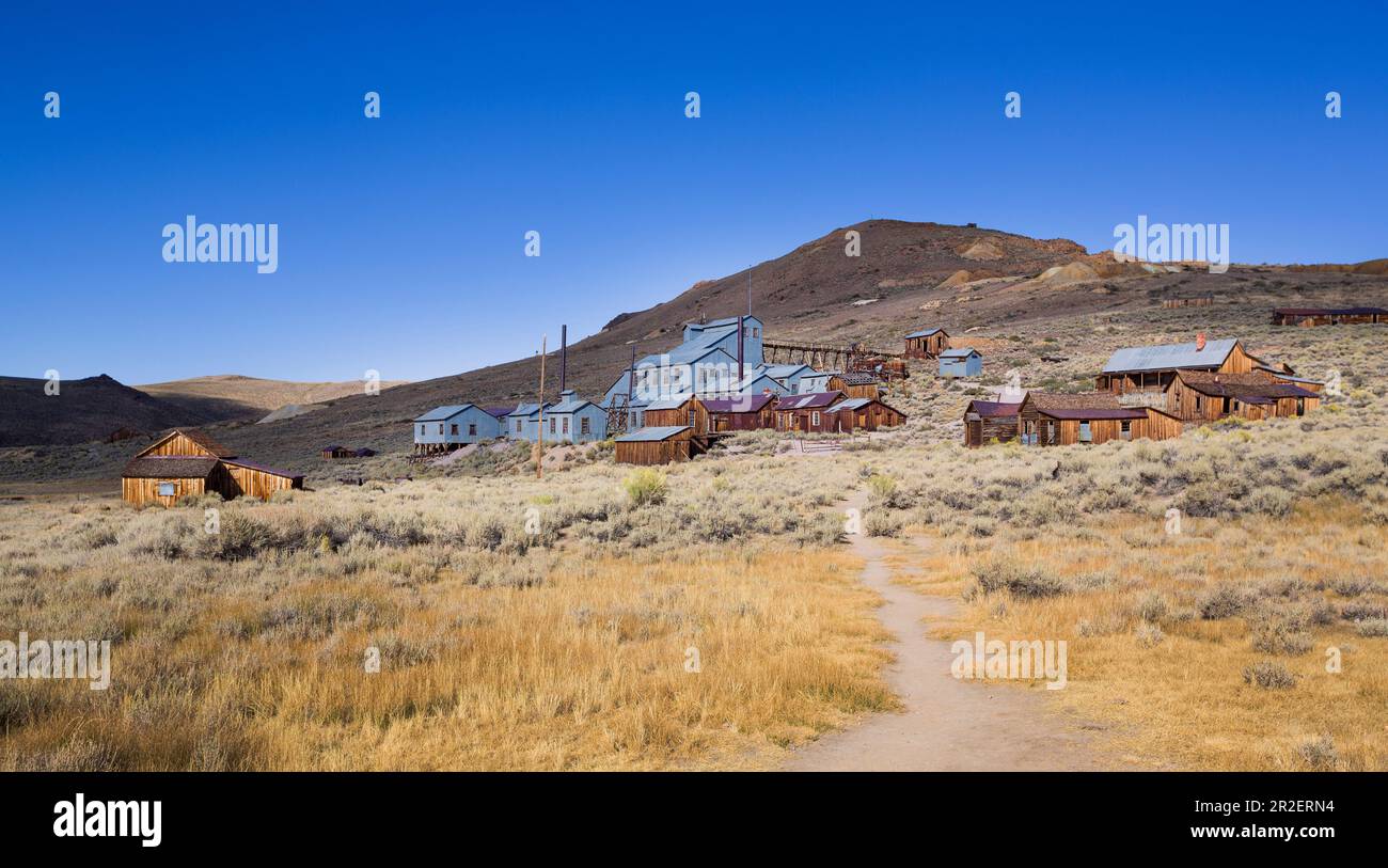 Alte Goldgräbersiedlung der Geisterstadt Bodie, einer alten Goldgräberstadt in Kalifornien, USA Stockfoto