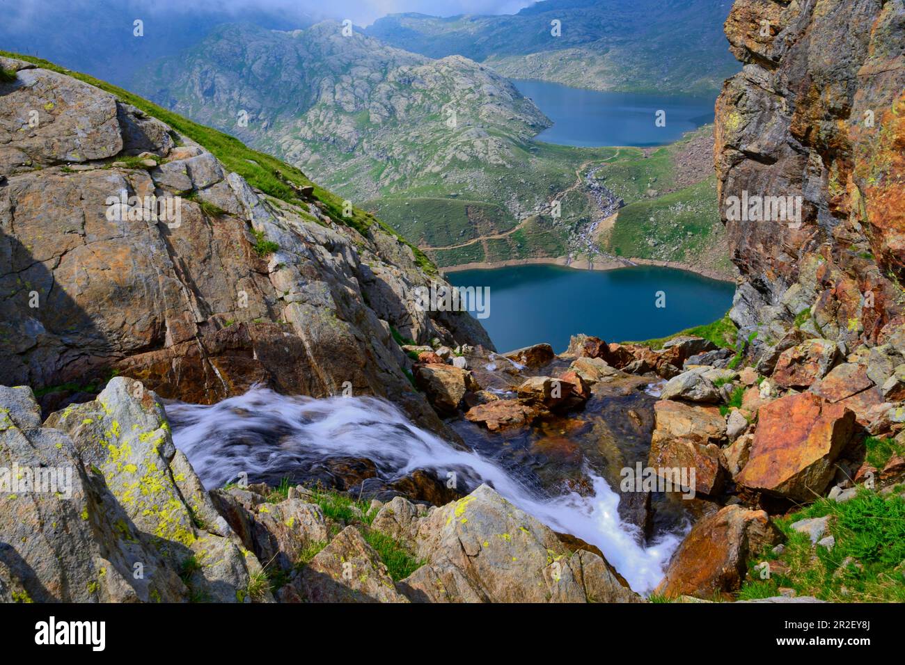 Das Spronsersee in der Texelgruppe Naturpark, Dorf Tirol, Südtirol, Italien Stockfoto