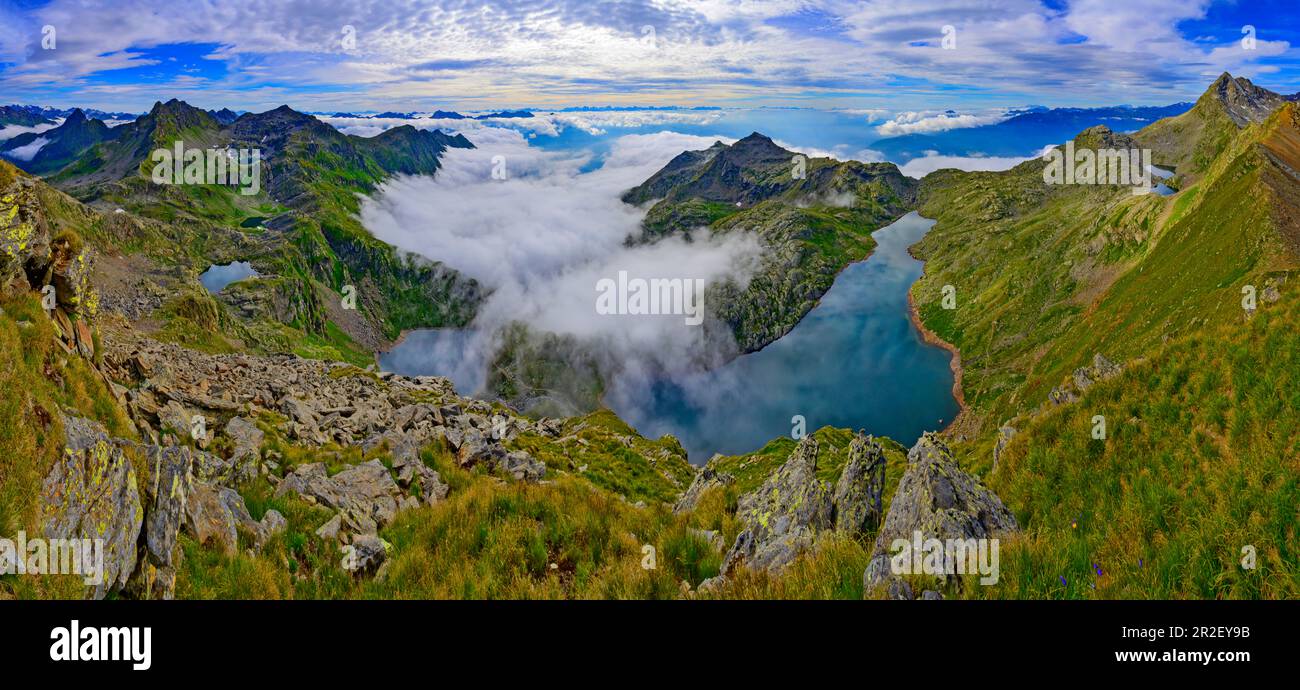 Das Spronsersee in der Texelgruppe Naturpark, Dorf Tirol, Südtirol, Italien Stockfoto
