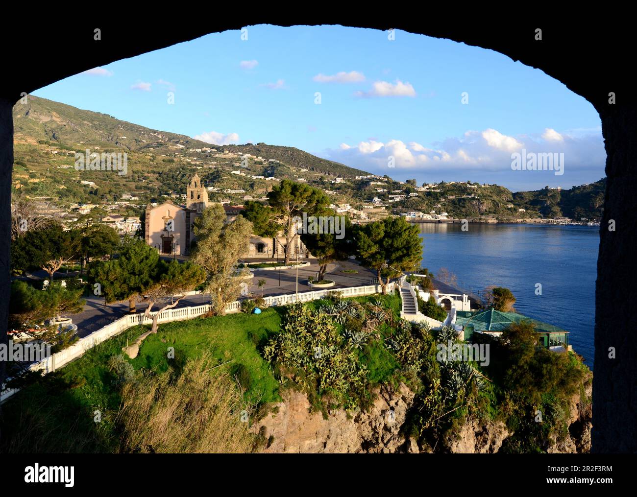 Blick auf das Schloss Lipari, die Äolischen Inseln, Süditalien Stockfoto
