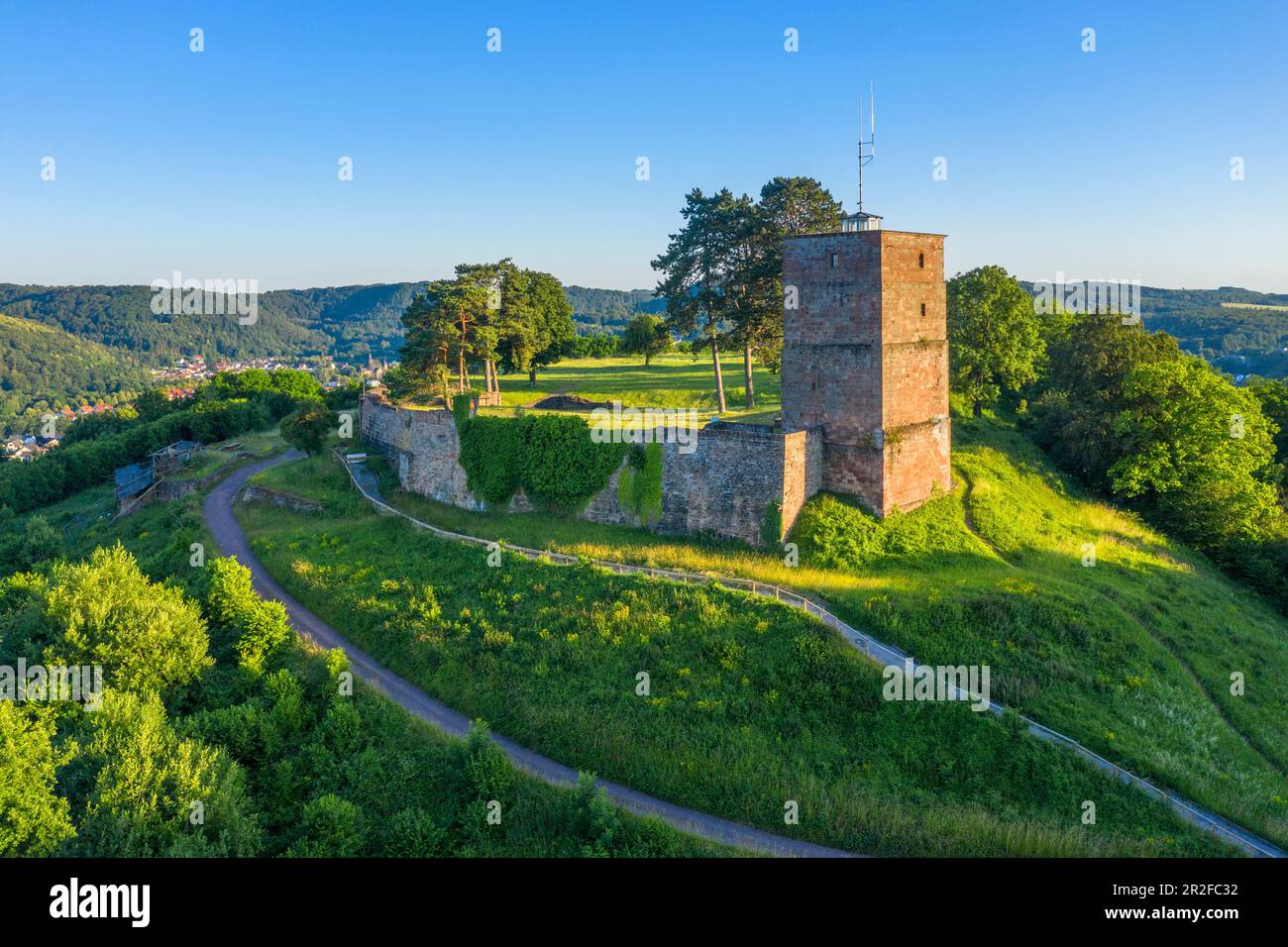 Siersberg Castle, Rehlingen-Siersburg, Saarland, Deutschland aus der Vogelperspektive Stockfoto