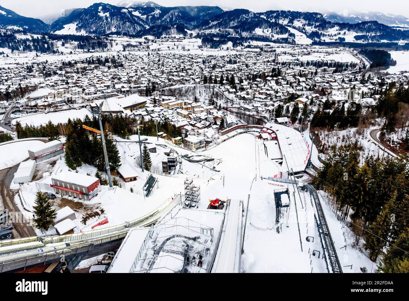 Trainingsbereich für Skispringer in Oberstdorf, Allgäu, Deutschland Stockfoto