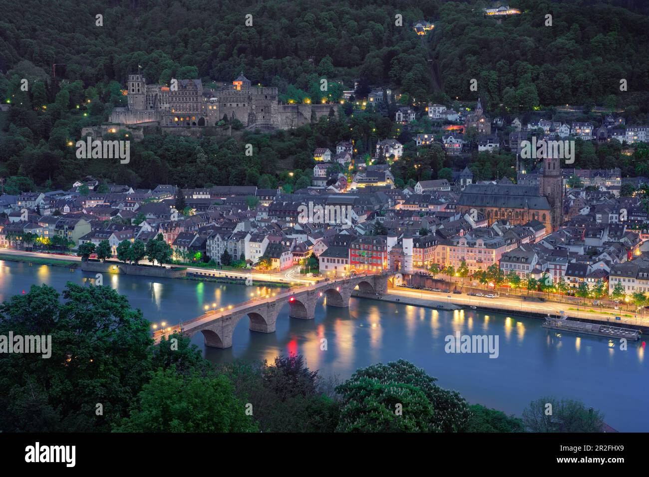 Foto des Panoramablicks auf die Heidelberger Altstadt Stockfoto