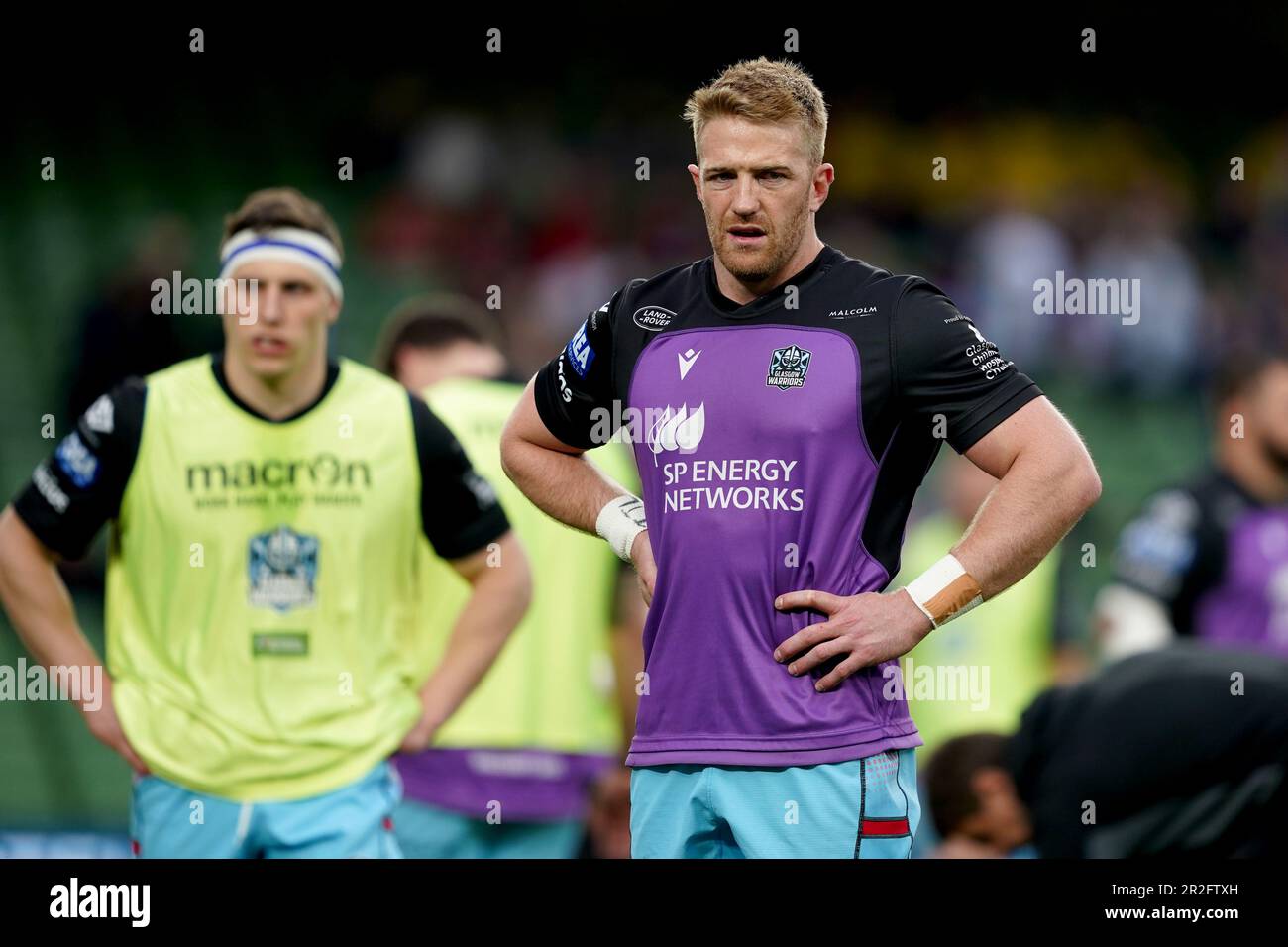 Kyle Steyn der Glasgow Warriors vor dem ECPR Challenge Cup-Finale im Aviva Stadium in Dublin, Irland. Foto: Freitag, 19. Mai 2023. Stockfoto