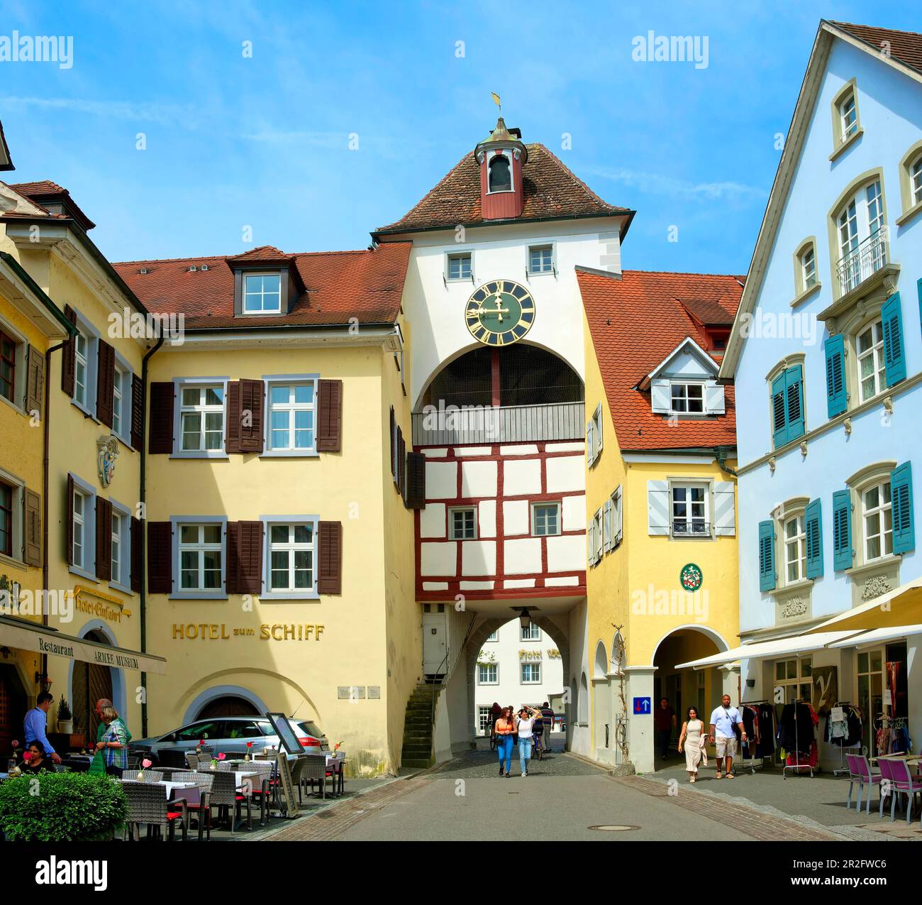 Unterstadttor, Altstadt von Meersburg am Bodensee, Baden-Württemberg, Deutschland Stockfoto