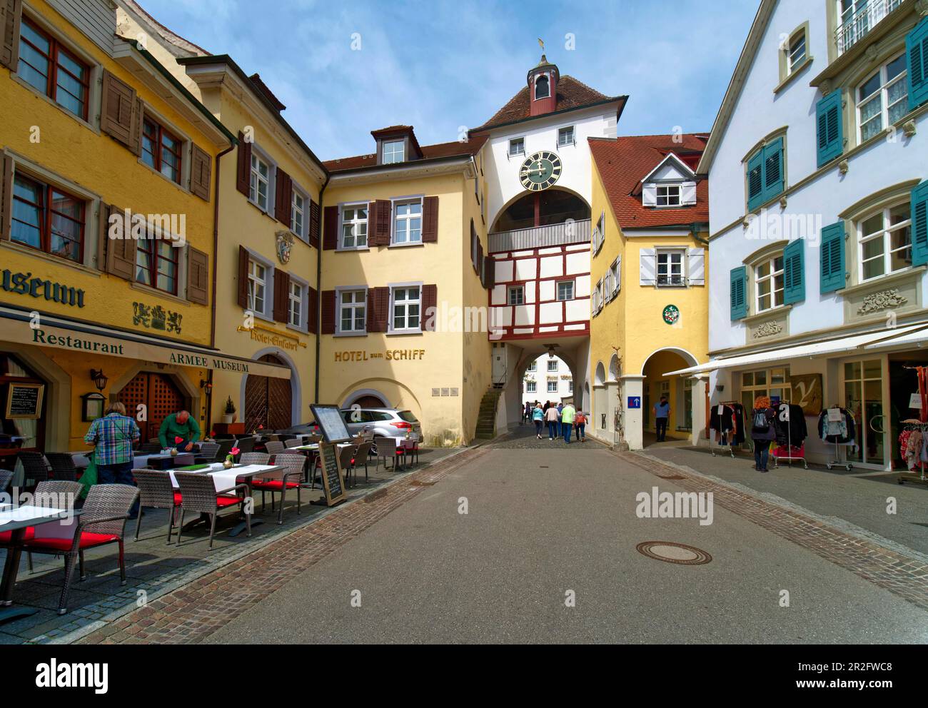 Unterstadttor, Altstadt von Meersburg am Bodensee, Baden-Württemberg, Deutschland Stockfoto