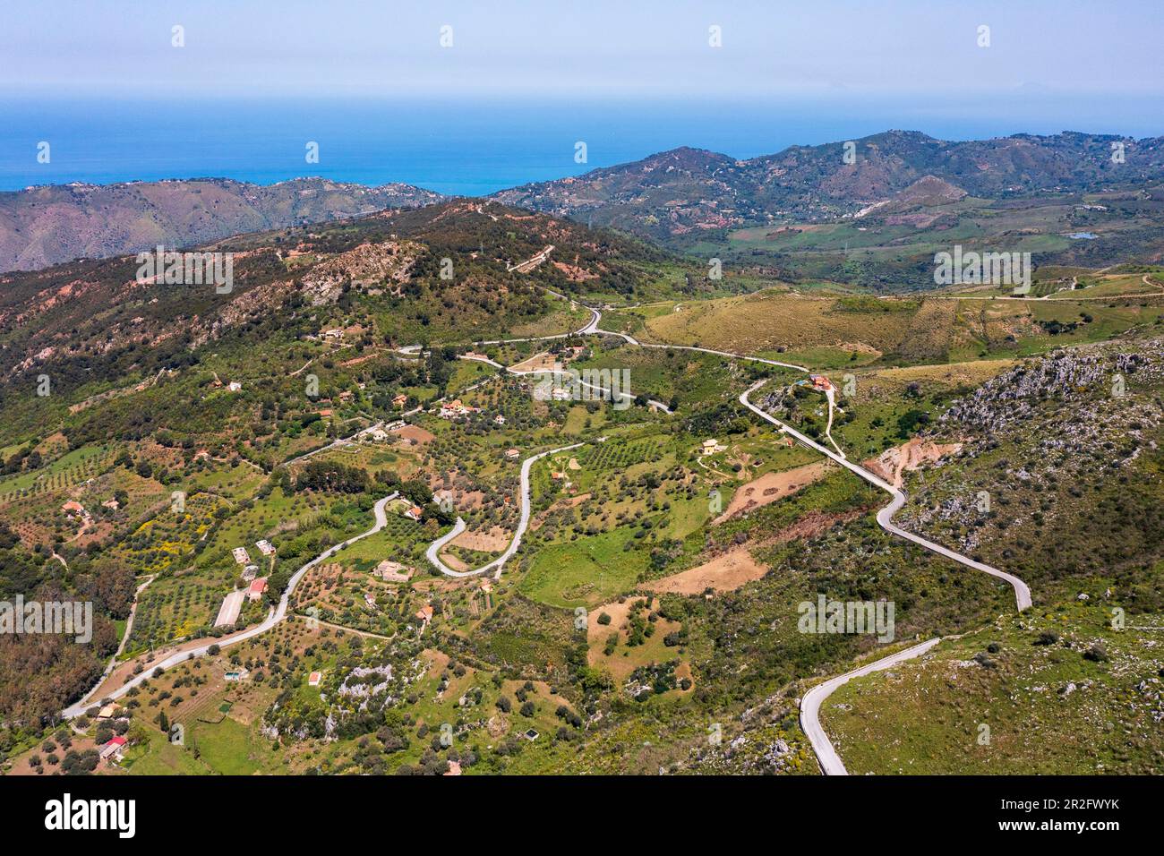 Luftaufnahme in der Gegend um Gratteri, Sizilien, Italien Stockfoto