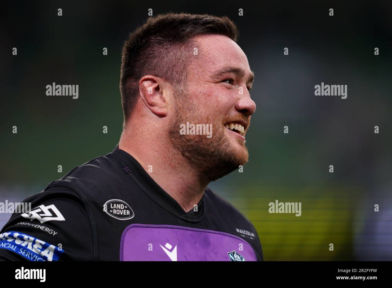 Zander Fagerson der Glasgow Warriors vor dem ECPR Challenge Cup-Finale im Aviva Stadium in Dublin, Irland. Foto: Freitag, 19. Mai 2023. Stockfoto