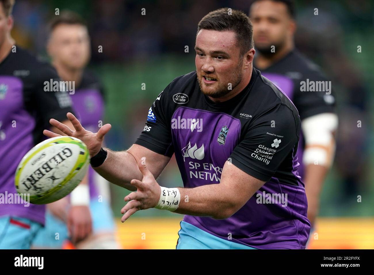 Zander Fagerson der Glasgow Warriors vor dem ECPR Challenge Cup-Finale im Aviva Stadium in Dublin, Irland. Foto: Freitag, 19. Mai 2023. Stockfoto