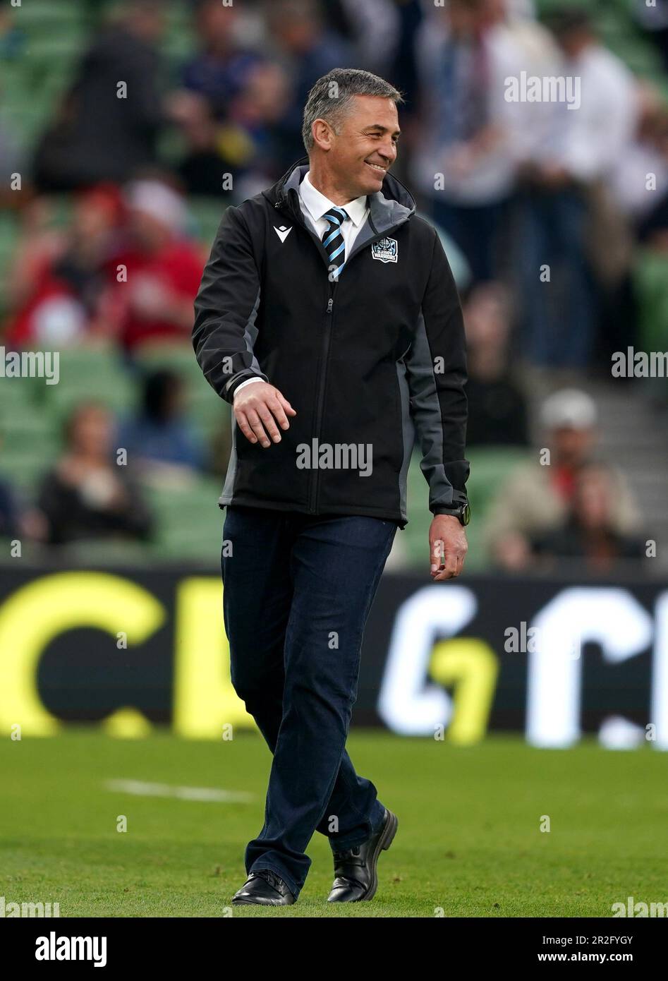 Glasgow Warriors Head Coach Franco Smith vor dem ECPR Challenge Cup-Finale im Aviva Stadium in Dublin, Irland. Foto: Freitag, 19. Mai 2023. Stockfoto